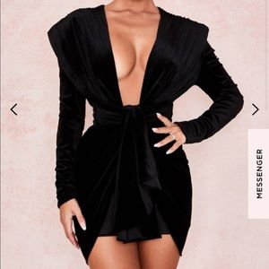 Black Draped Velvet Mini Dress